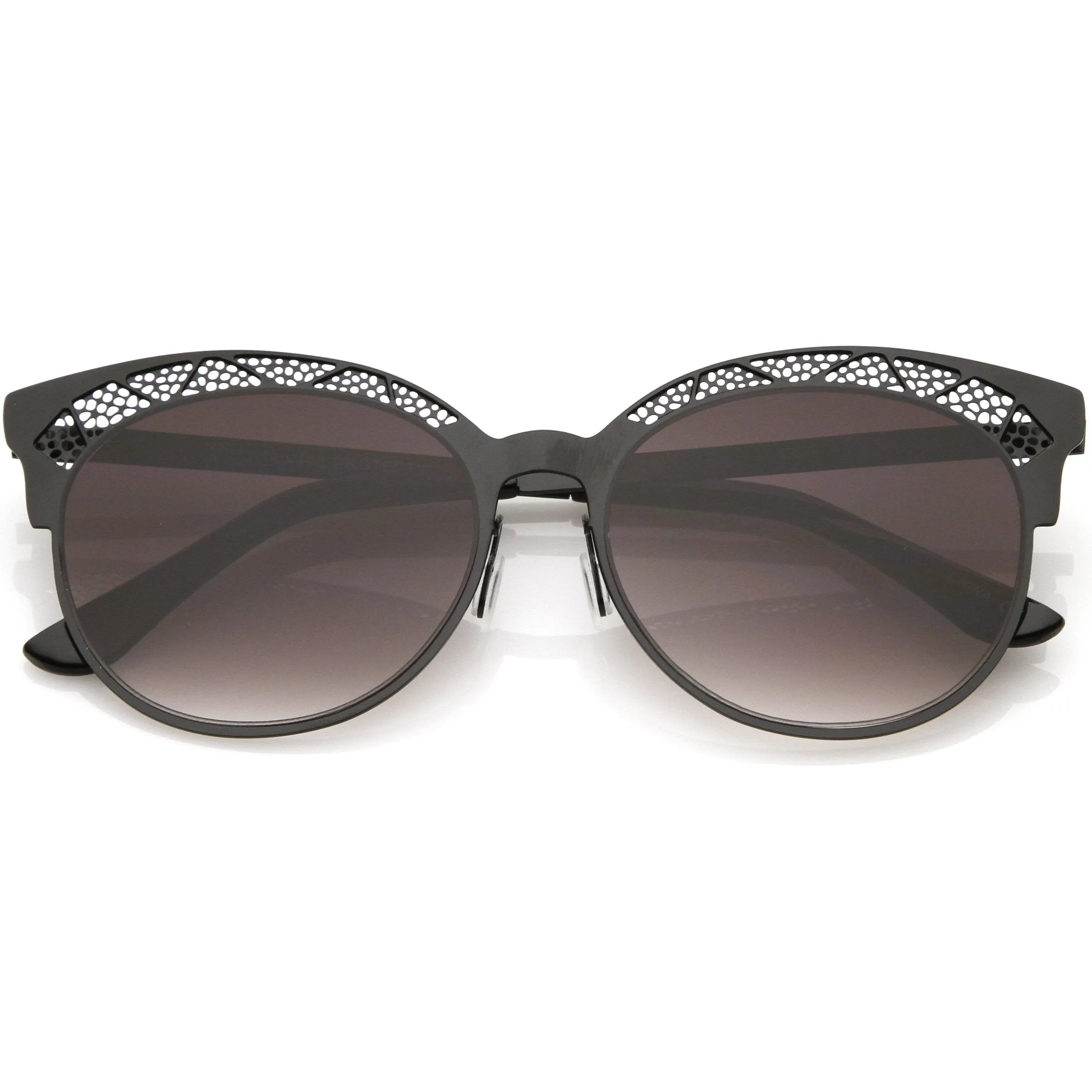 Women's Laser Cut Design Cat Eye Flat Lens Sunglasses C313