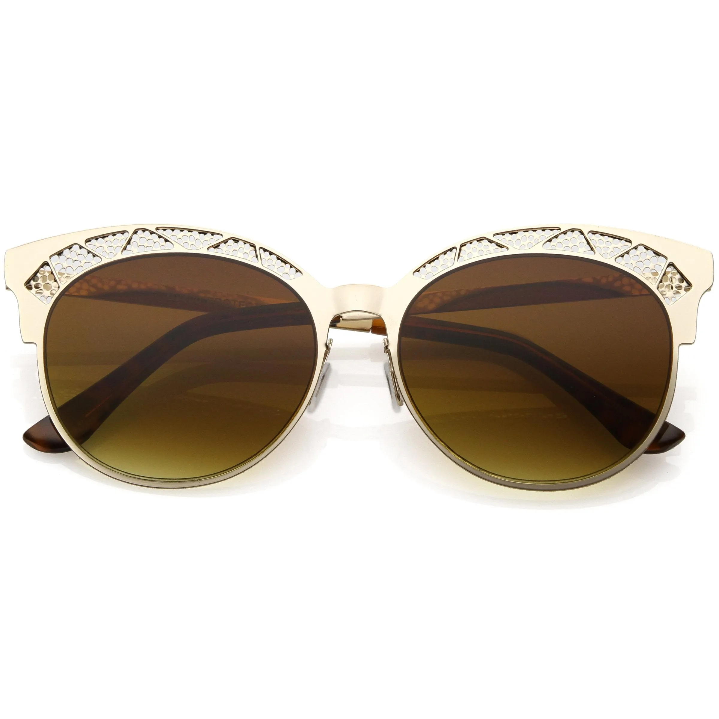 Women's Laser Cut Design Cat Eye Flat Lens Sunglasses C313