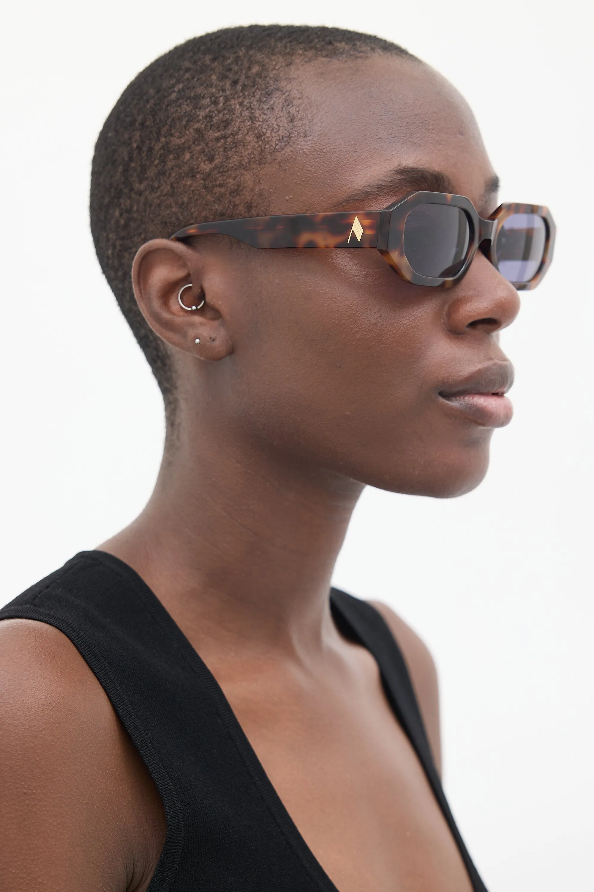 X Linda Farrow Brown Irene Rectangular Sunglasses