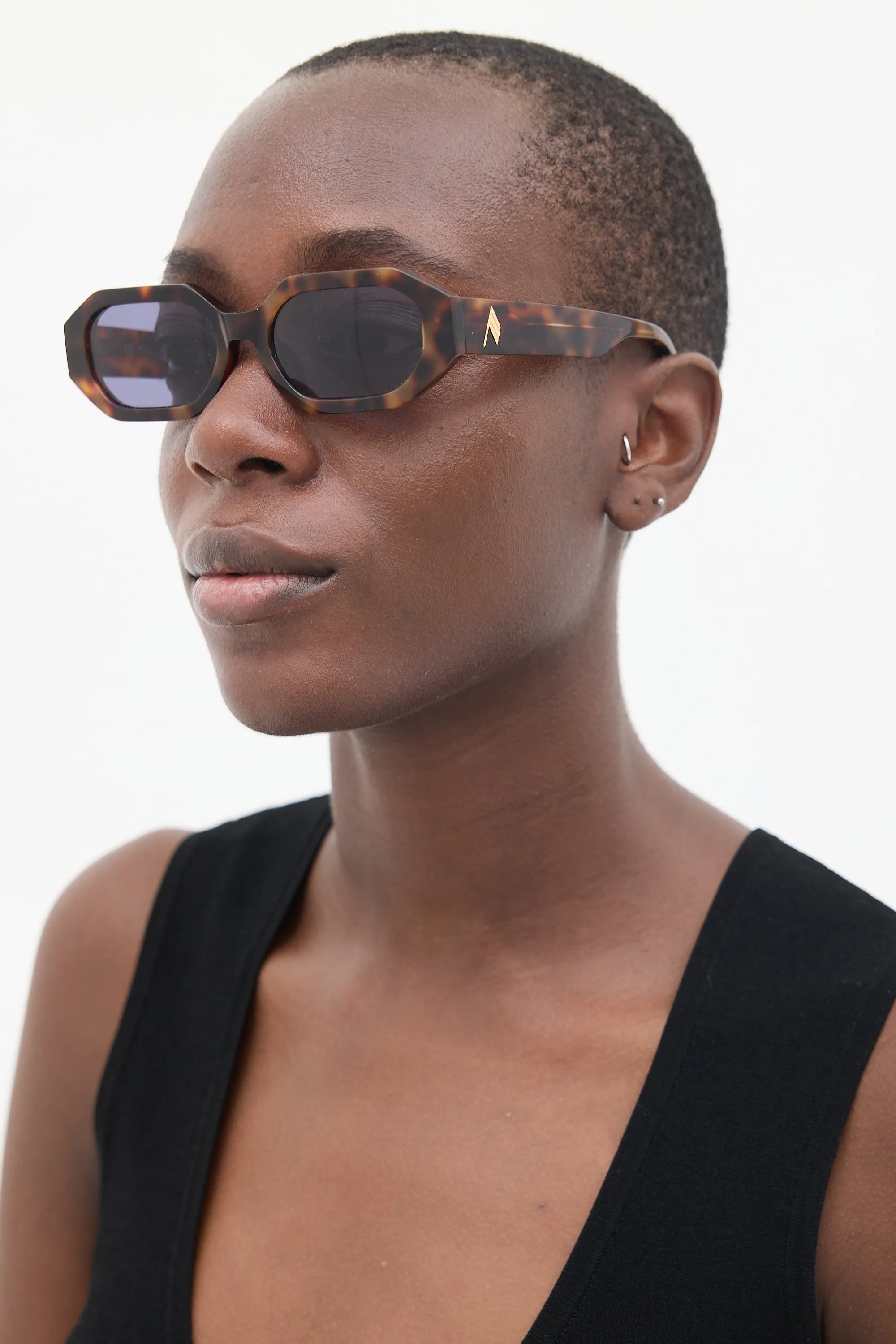 X Linda Farrow Brown Irene Rectangular Sunglasses