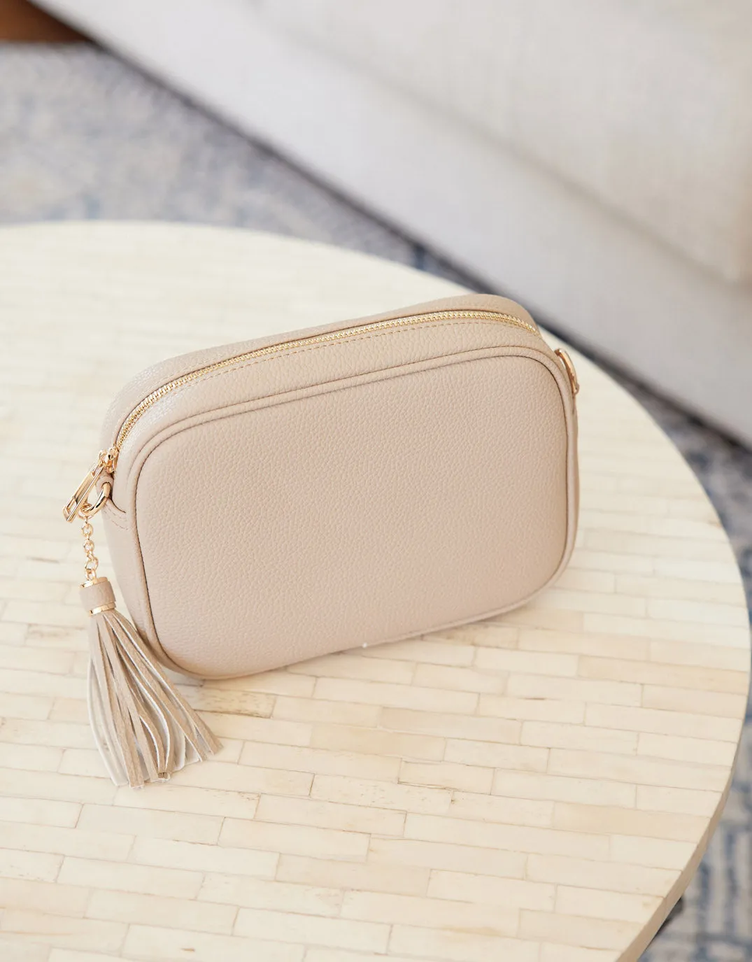 Zoe Crossbody Bag - Stone/Natural Lurex Stripe